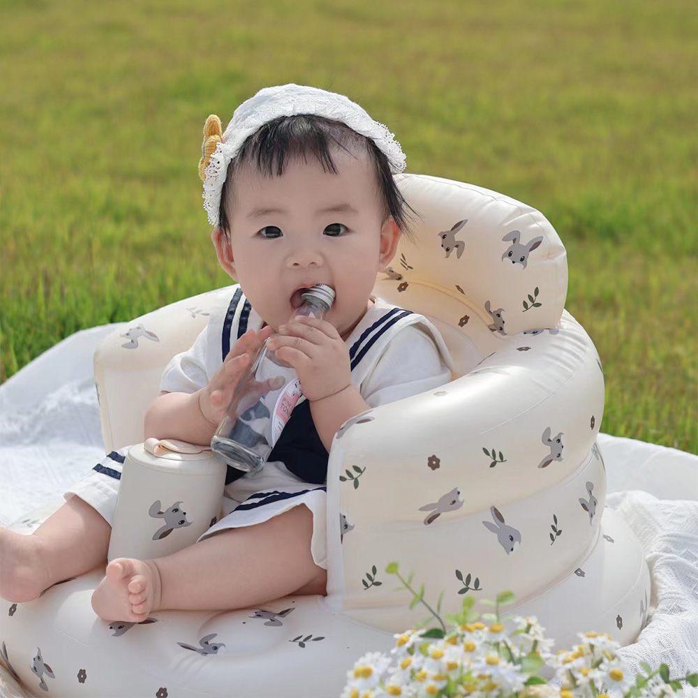 1PCS Infant Shining Baby Inflatable Sofa Portable PVC Bath Stool Children Puff Multifunctional Seat Practice Sitting Bath Chair