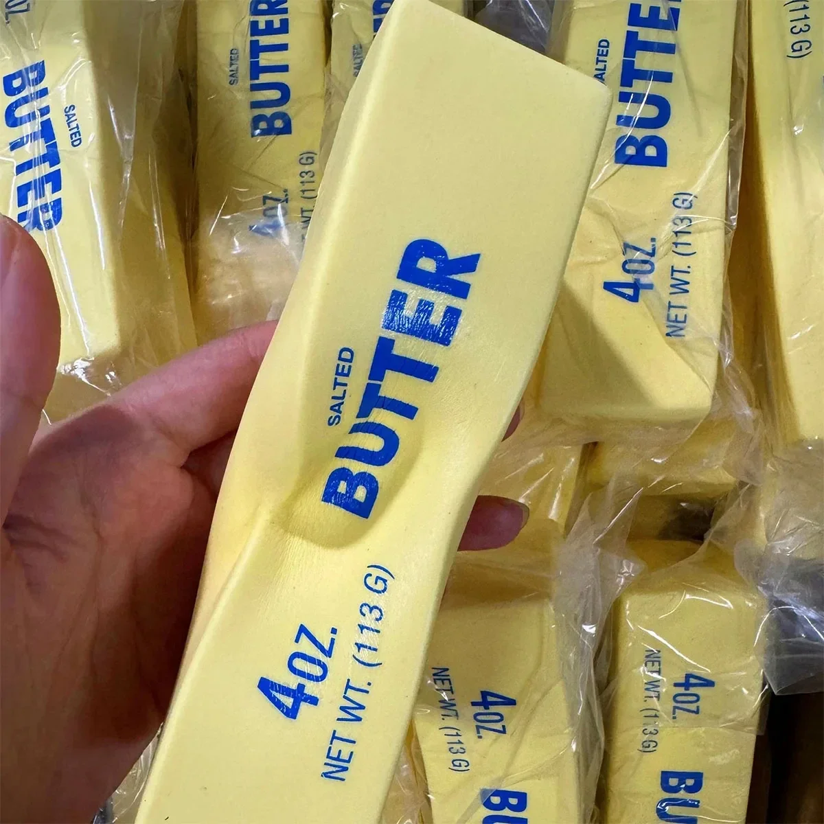Weicher, langsamer Rückprall-Butterstab, Quetschspielzeug, realistische Butterstäbchen, Dekompressions-Zappelspielzeug