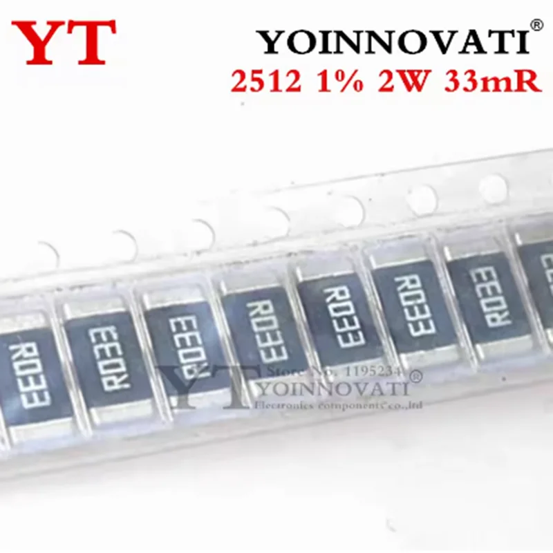 50 UDS-1000 Uds 2512 resistencia SMD 1W 1% R100 0.1R 0,1 ohm 2512 SMD 1% 2W 0.033R R033 33mR