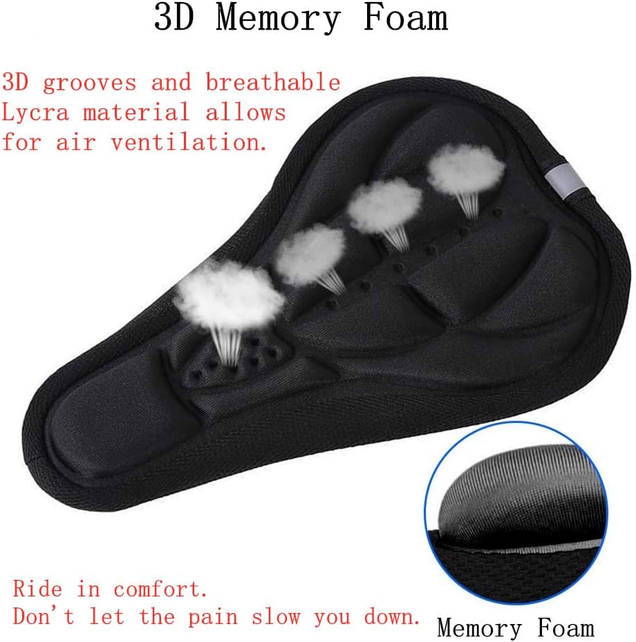 Coussin de Gel de vélo économique, housse de selle de siège de vélo, coussin doux 3D noir