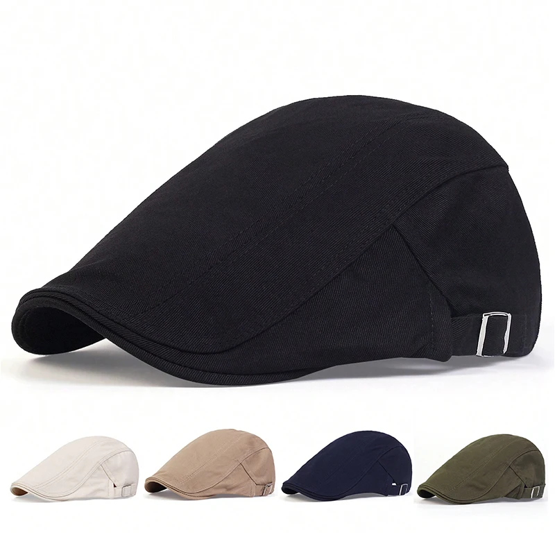 Men Light Board Solid Color Berets Newsboy Caps Hip Hop British Painters Hats Spring and Summer Adjustable Flat Cap