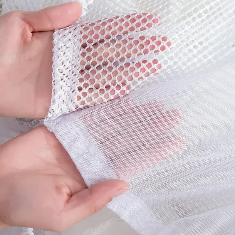 1Pc Drawstring 메쉬 세탁 가방 미세/거친 메쉬 세탁기 여행 세탁 주머니 부드러운 흰색 란제리 보관 의류 뜨거운