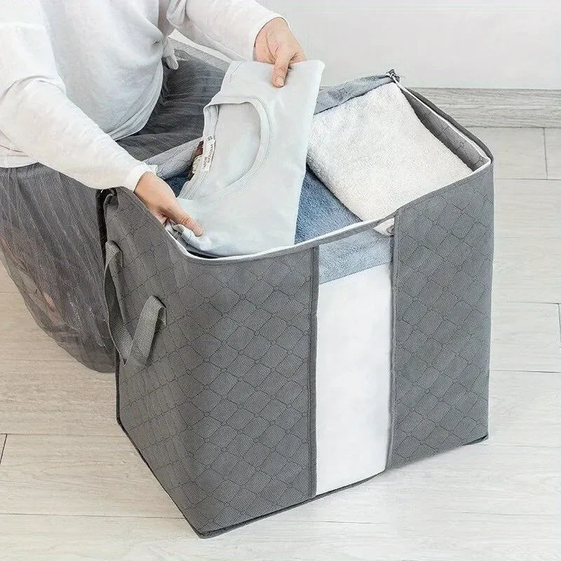 1 Stück graue Vlies-Aufbewahrung sbox mit großer Kapazität für die Aufbewahrung von Kleidung und Bettwäsche halb transparente, haltbare Aufbewahrung boxen für Kleidung