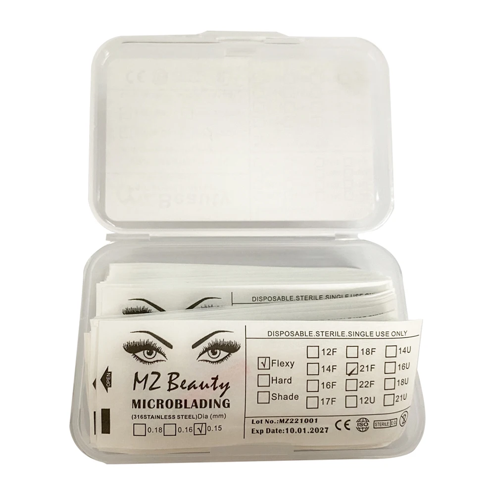 Nano Microblading agujas 0,15 MM tatuaje ceja cuchillas Microblade bordado Agulha Nanoneedles para trazos de cabello 3D 50 Uds