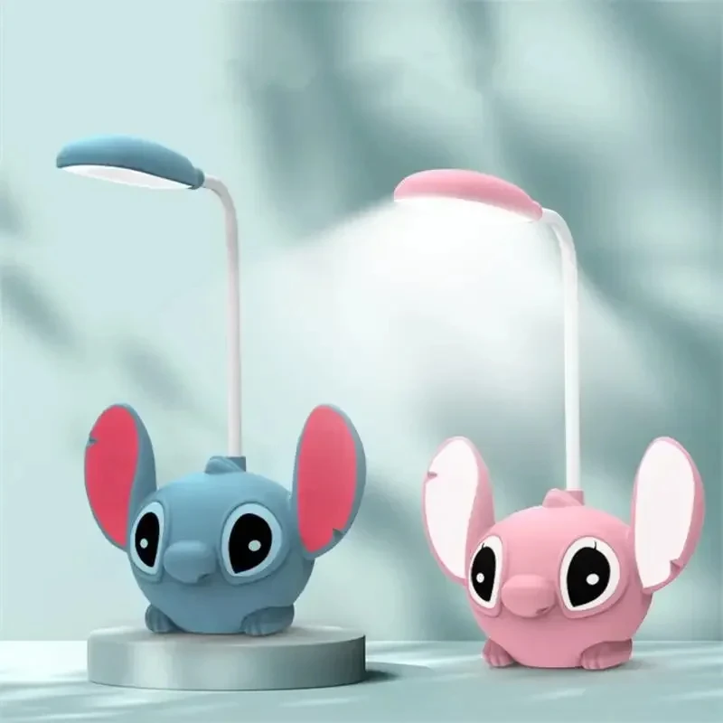 Disney Stitch USB-Lade-LED-Schreibtischlampe, niedliches Cartoon-Studie-Augenschutz, Nachtlicht, Raumdekoration, Urlaubsgeschenke für Mädchen und Kinder