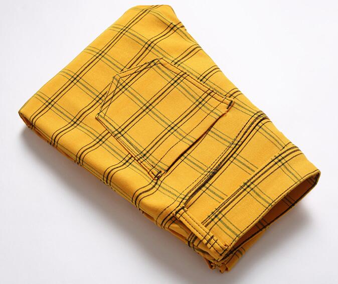 Men's Casual Plaid Pants, High Stretch, Straight Leg Trousers, Slim Fit, Small Leg Pants