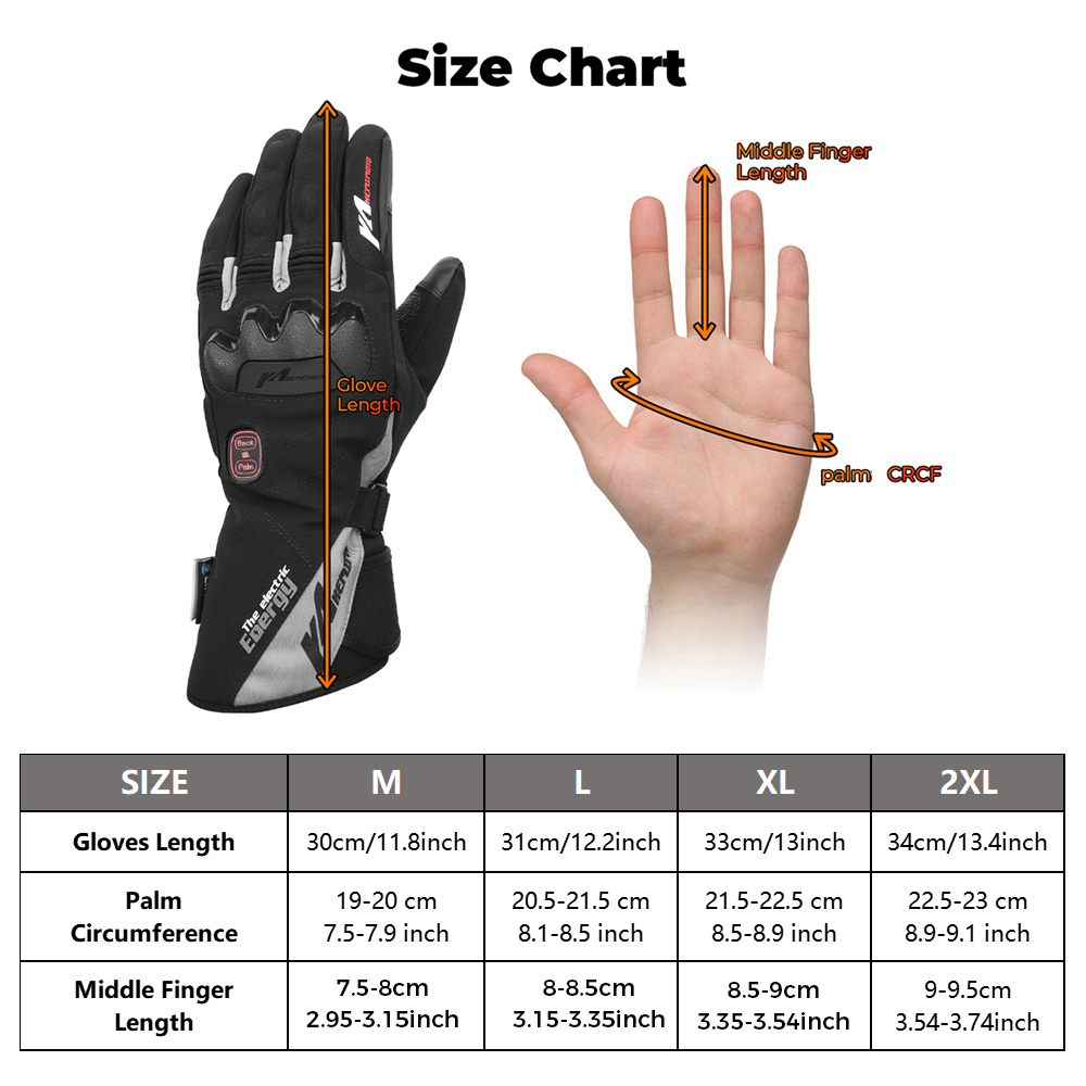 KEMIMOTO Elektrisch verwarmde handschoenen Winterskihandschoenen Touchscreen Motorhandschoenen Waterdicht Oplaadbaar Verwarming Thermisch