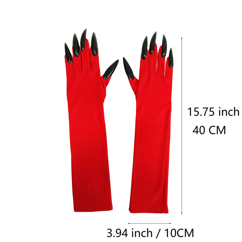 Funny Gloves Long Nails Ghost Claw Gloves Long Performance Props Costume Party Halloween Props Black Red Claw Gloves Sleeves