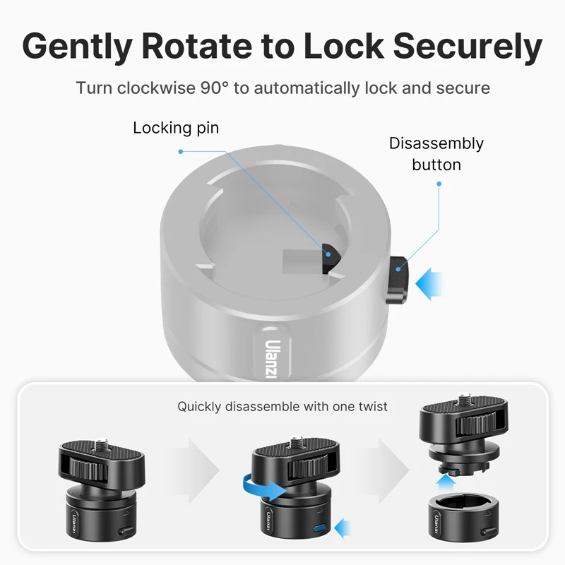 Ulanzi Go-Quick Ⅱ Magnetic Quick Release Adapter Mount Set with 1/4'' Screw for Gopro 12 11 10 9 8 7 6 5 DJI OSMO Insta360