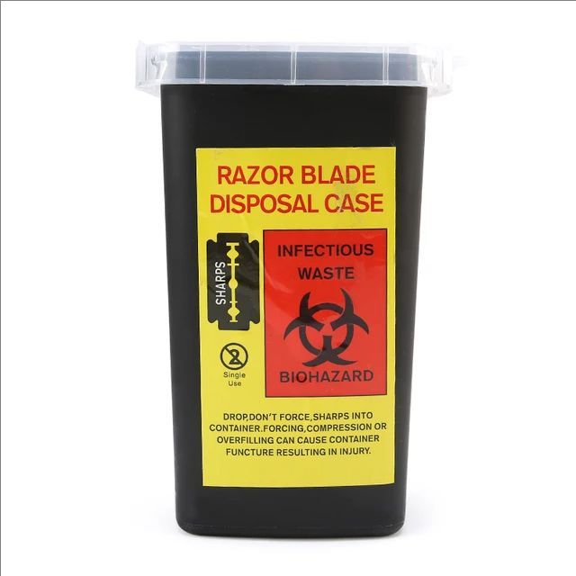 MJ 1L Plastic Waste Box Medical Supplies Container Disposable Microblading Sharps Needle Tips Accessories For Eyebrows