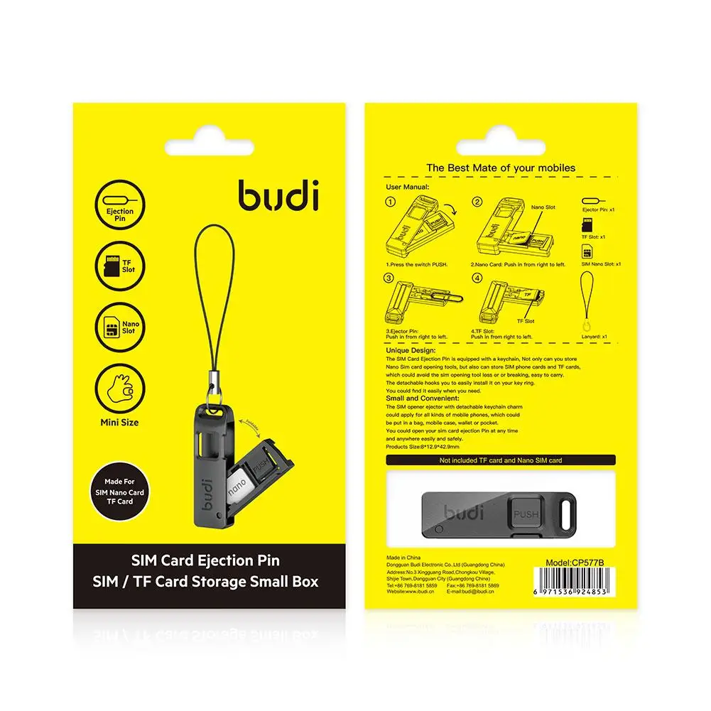 Anti-lost SIM Card Removal Needle Pin Card Slot Storage Box  Portable SIM TF Card Storage Box Ejection Popup Tool Multi-function