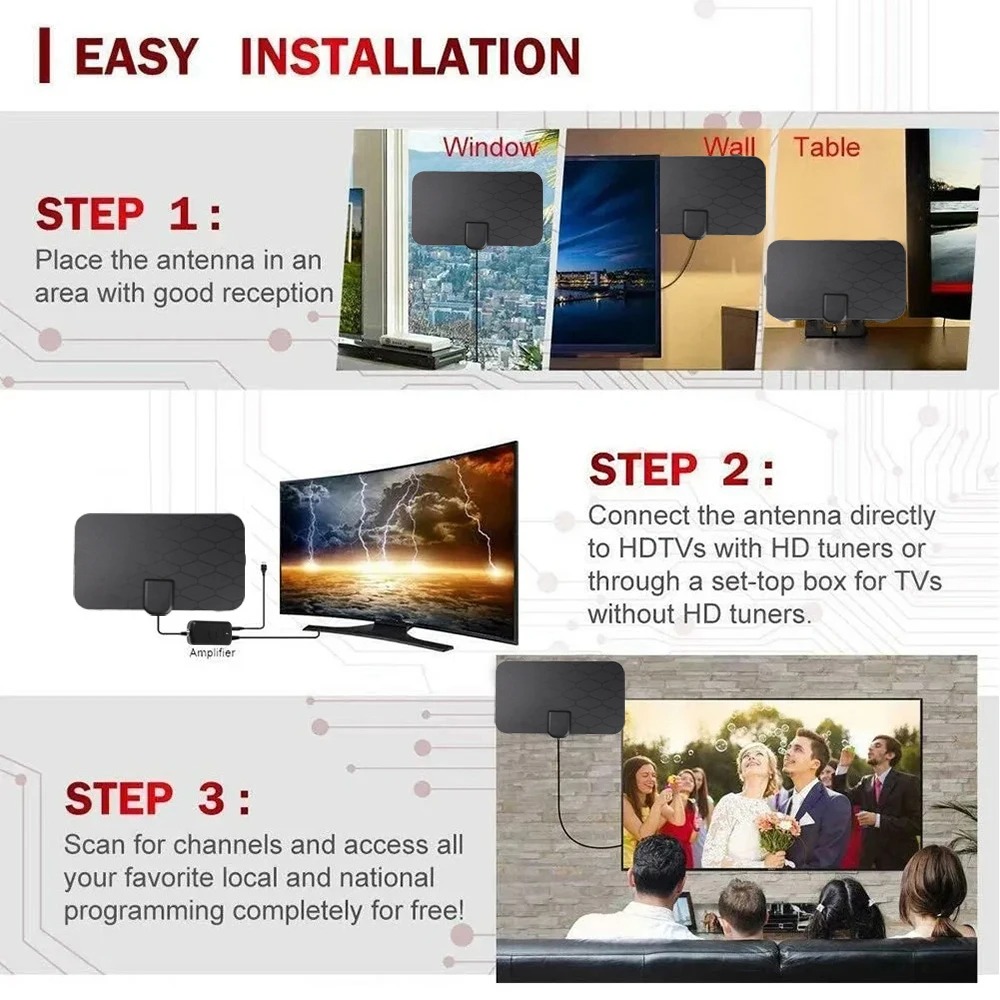 8K Digital TV Antenna For Football 5000Miles Free Programs LIVE HDTV Indoor Digital Amplified TV Antennas Car Antenna Smart TV