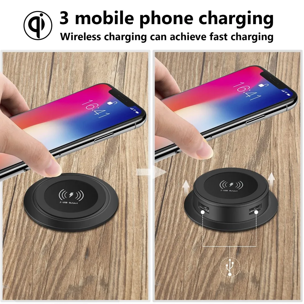 10W snelle draadloze oplader - Up Desktop ingebedde snelle draadloze oplader met USB-poort Universeel voor smartphone