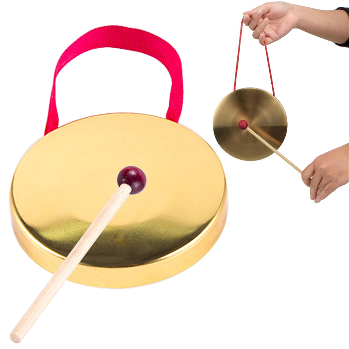 A71P 12cm Hand Gong Percussion Instrument with Round Play Hammer for School Festival