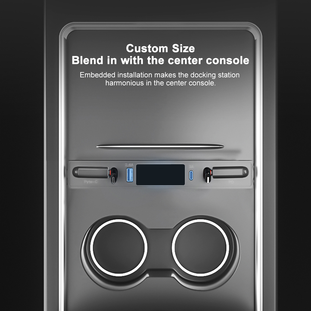 For Tesla Model 3 Y 27W Quick Charger USB Shunt PD Type C Hub Intelligent Docking Station Smart Sensor Car Adapter Powered 2023