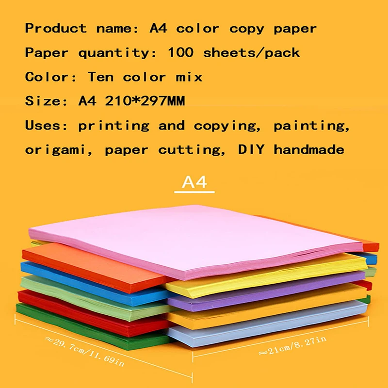 Bview Art 100 แผ่น A4 สีเครื่องพิมพ์กระดาษ 10 สีสําหรับเด็ก DIY หัตถกรรม, โรงเรียน Art & อุปกรณ์ตกแต่งบ้าน