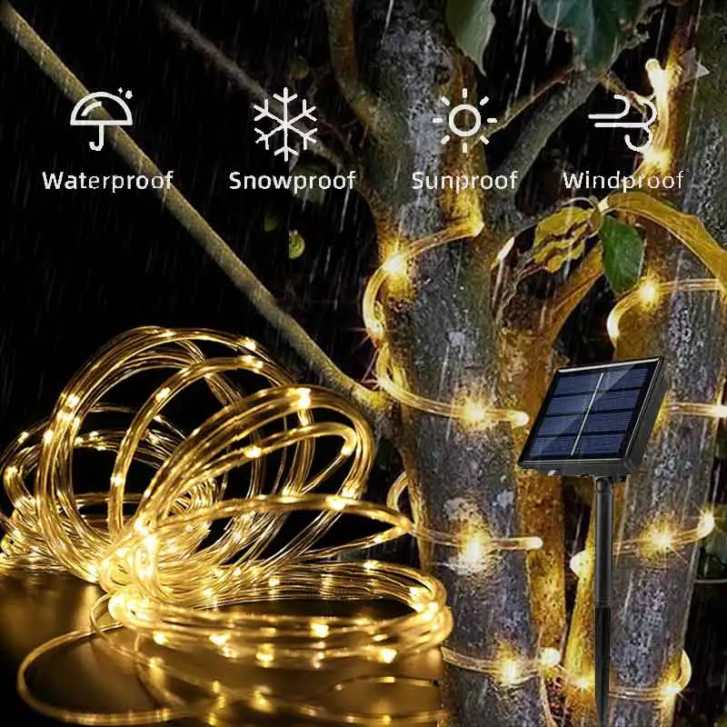 Solar Rope Lights Solar LED Light Path Deck Outdoor Garden Solar Lichtslingers Waterdichte buitenverlichting Strips 8 lichtmodi