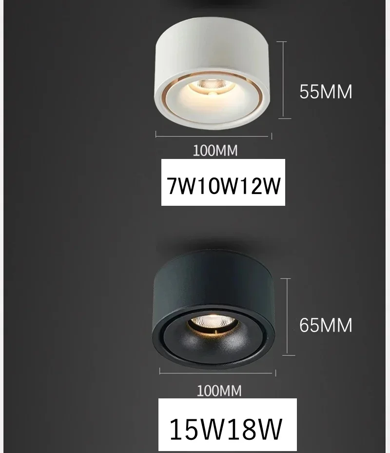 Chống Chói Bề Mặt Gắn Đèn LED Âm Trần Downlight Âm Trần Chiếu Điểm COB Không Mở Đầu Trần Điểm 7W/12W 15W 110V 22V Đèn Ốp Trần Tròn