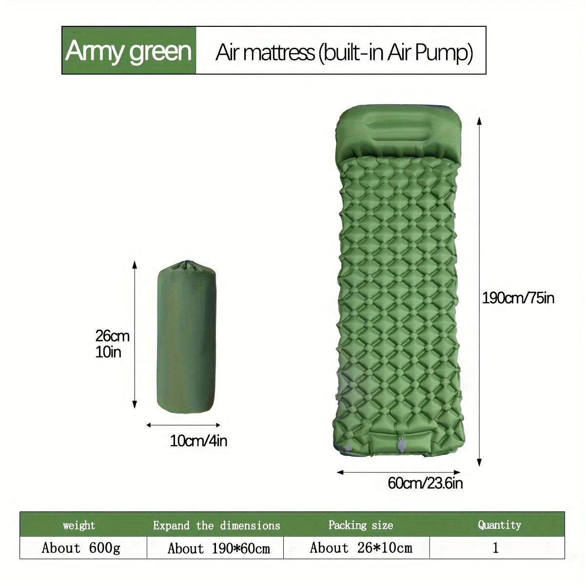 Outdoor Camping Opblaasbaar Matras Slaapmatje Met Kussens Ultralight Luchtmat Ingebouwde Inflatorpomp Wandelen