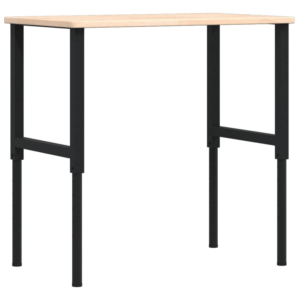 Solid Oak Workbench 100x60 cm Adjustable Height 71.5-98 cm - Sturdy Rectangular Design