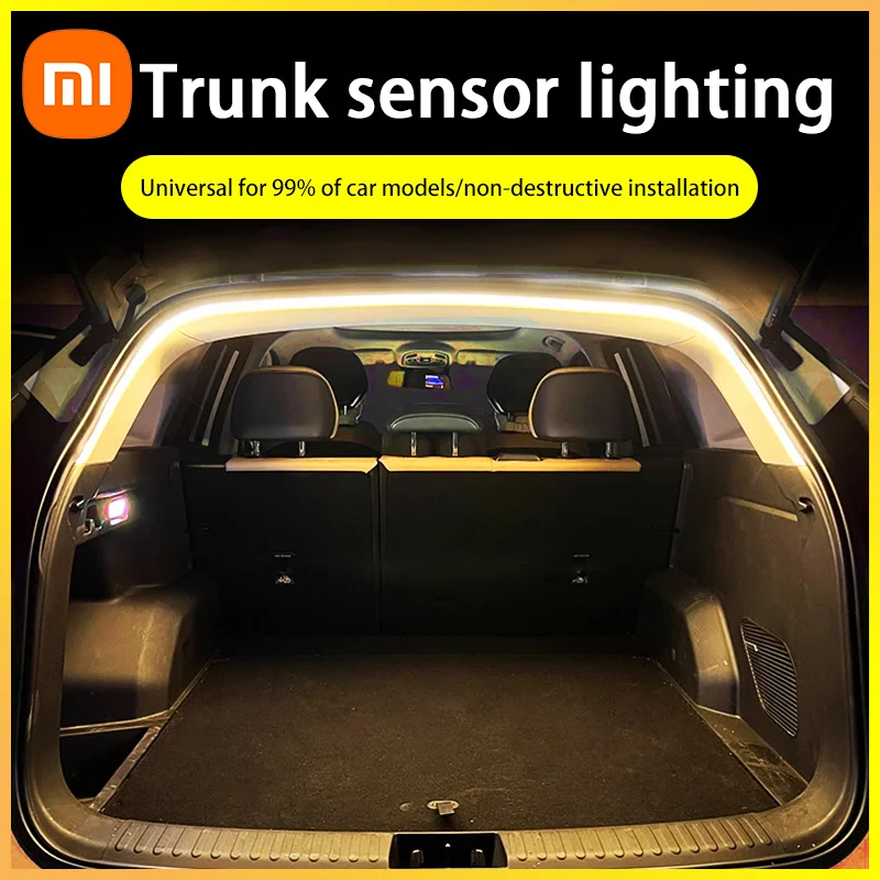 Автомобиль Xiaomi, высокая яркость, освещение багажника, окружающее освещение, украшение интерьера, светодиодная беспроводная автоматическая сенсорная световая полоса задней двери