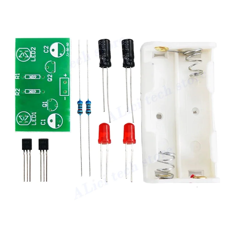 Semplice circuito flash Oscillazione multiarmonica Kit di saldatura fai-da-te Parti di montaggio per formazione per esperimenti elettronici