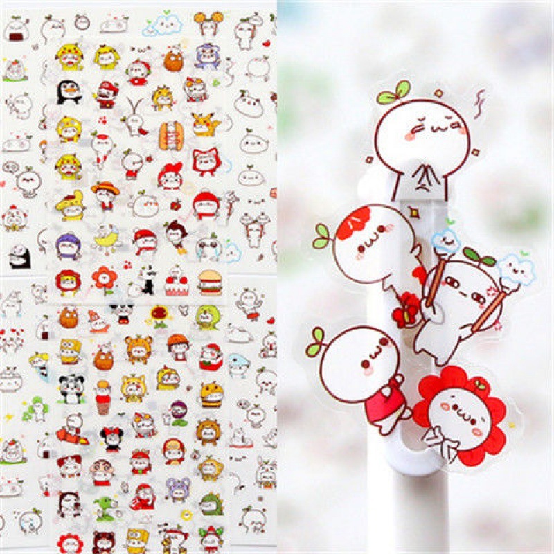 6Pcs/Lot Waterproof Cartoon Transparent Pvc Stickers DIY Hand Account Diary Decorative Stickers Kawaii Phone Cup Stickers