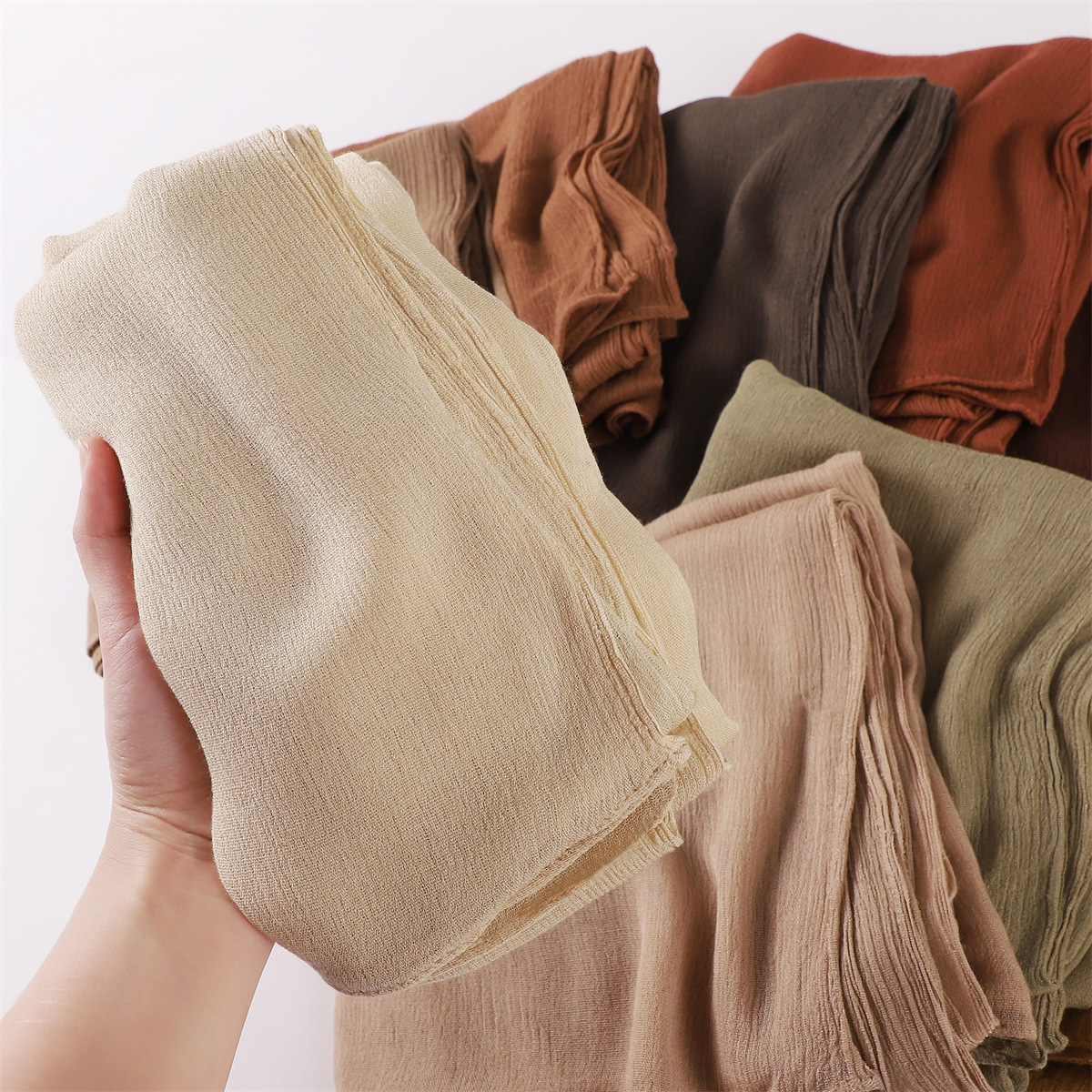 Женский однотонный хлопковый шарф-хиджаб большого размера из искусственного шелка, женские высокие искусственные шали и головная повязка, мусульманский тюрбан