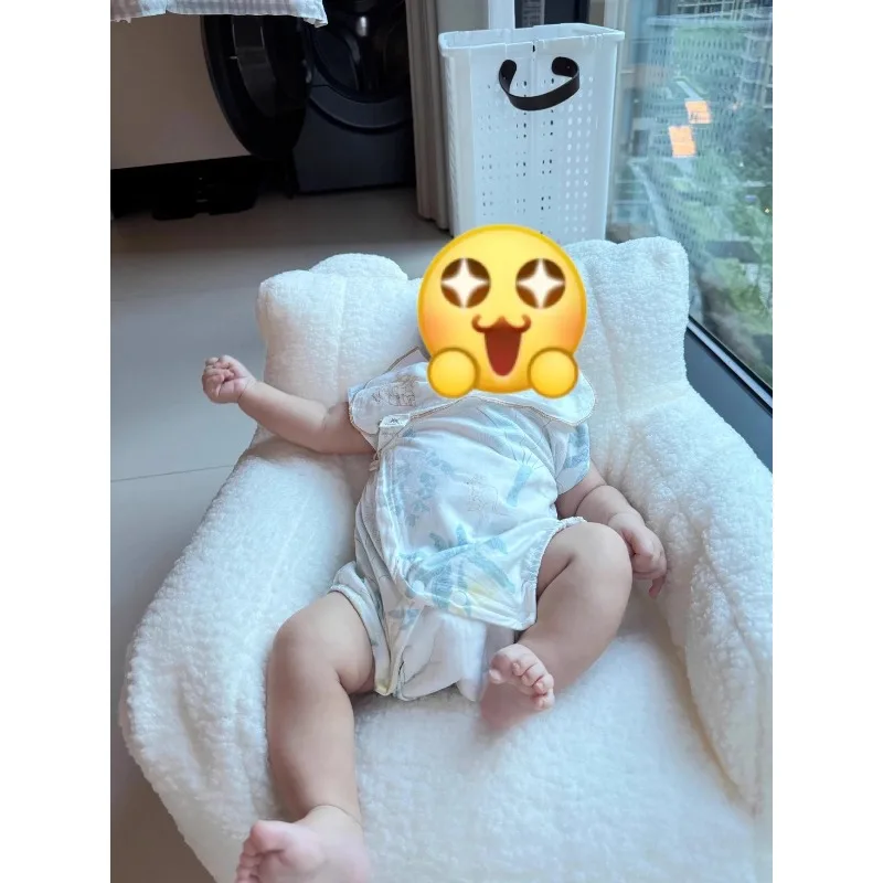 Sofá individual nórdico ecológico, respaldo suave y cómodo, bonito puf para bebé, sofás pequeños para sala de estar de niños