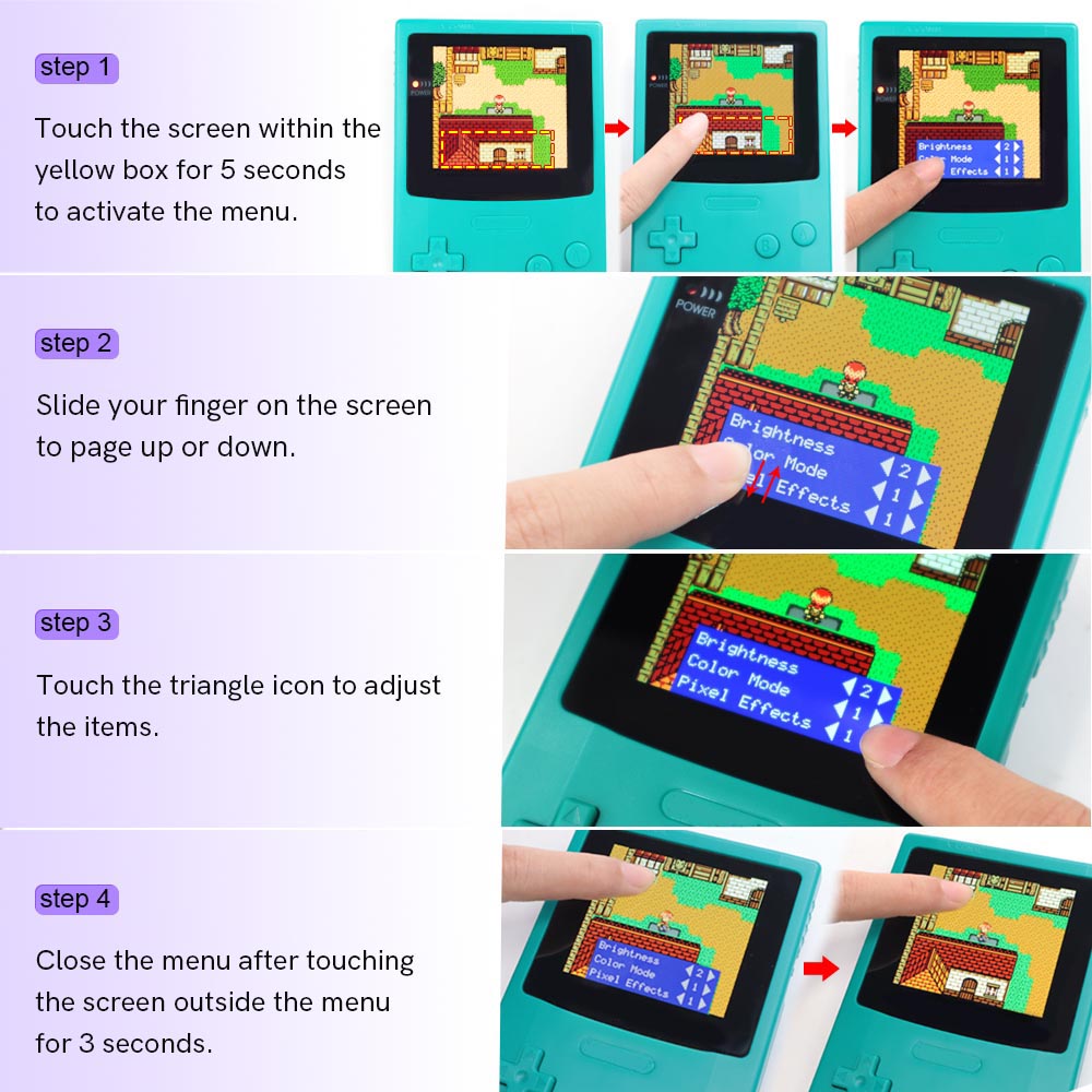 Touch Laminated AMOLED OLED Screen Drop in Build in OSD RETRO PIXEL Screen Easy Install For GBC GameBoy Color With Pre-cut Shell