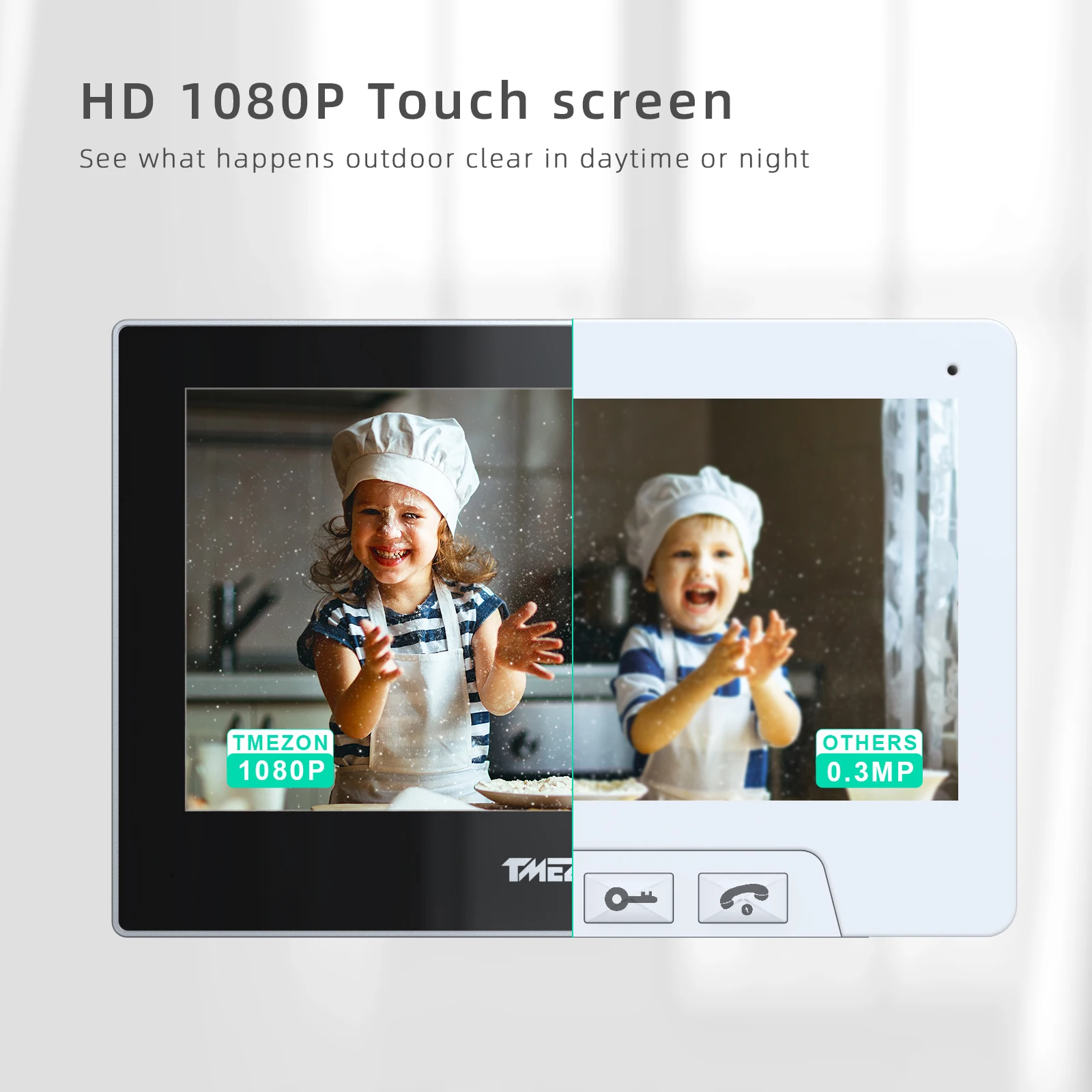 2-draads TMEZON WiFi Video Deurtelefoon Deurbel Intercom 7 Inch 1080P Touchscreen Monitor APP/Swipe/kaart 4in1 Ontgrendelen tuya app