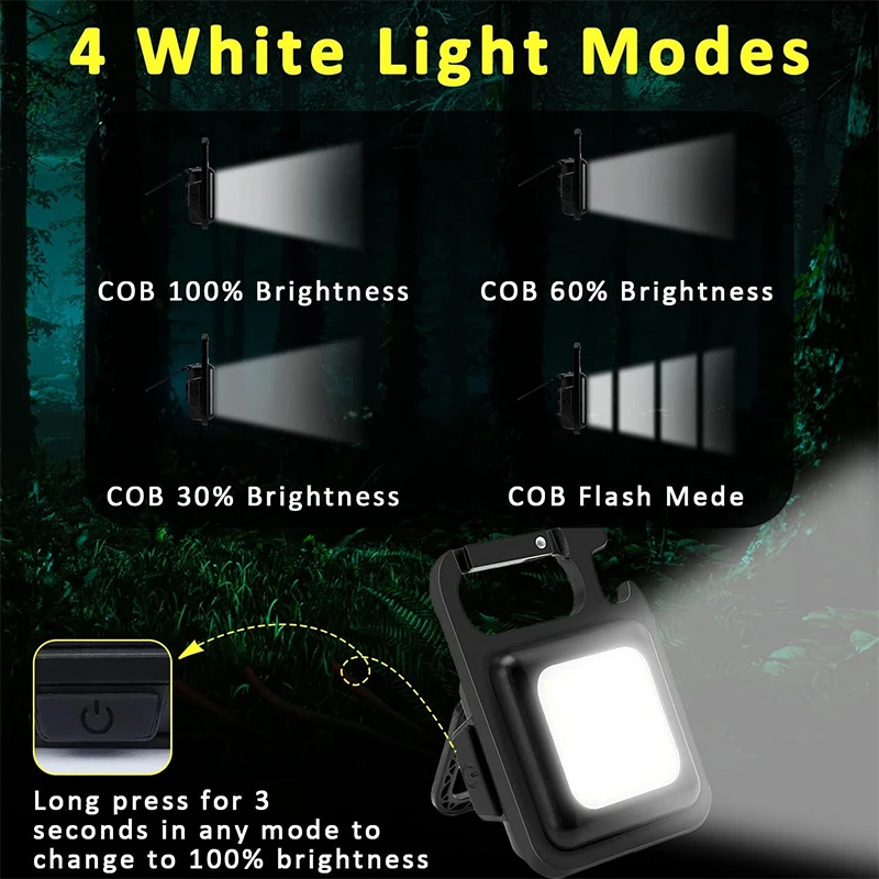 Portable Work Light USB Rechargeable Camping Light Led Flashlight Torch Mini Led Lights Outdoor Emergency Flashlight