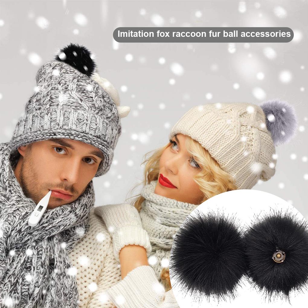 Gorros con pompones y bolas de piel, accesorios tejidos para bolas de pelo, decoraciones, ropa