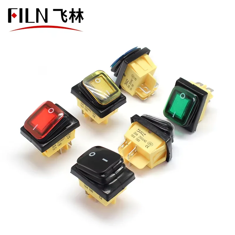 Tắt Mở 30A/250V Nặng 4 Pin DPST IP67 Kín Chống Nước T85 Tự Động Thuyền Mềm Tặng Móc Khóa Đính Đá công Tắc Có LED 12V 220V 30x22