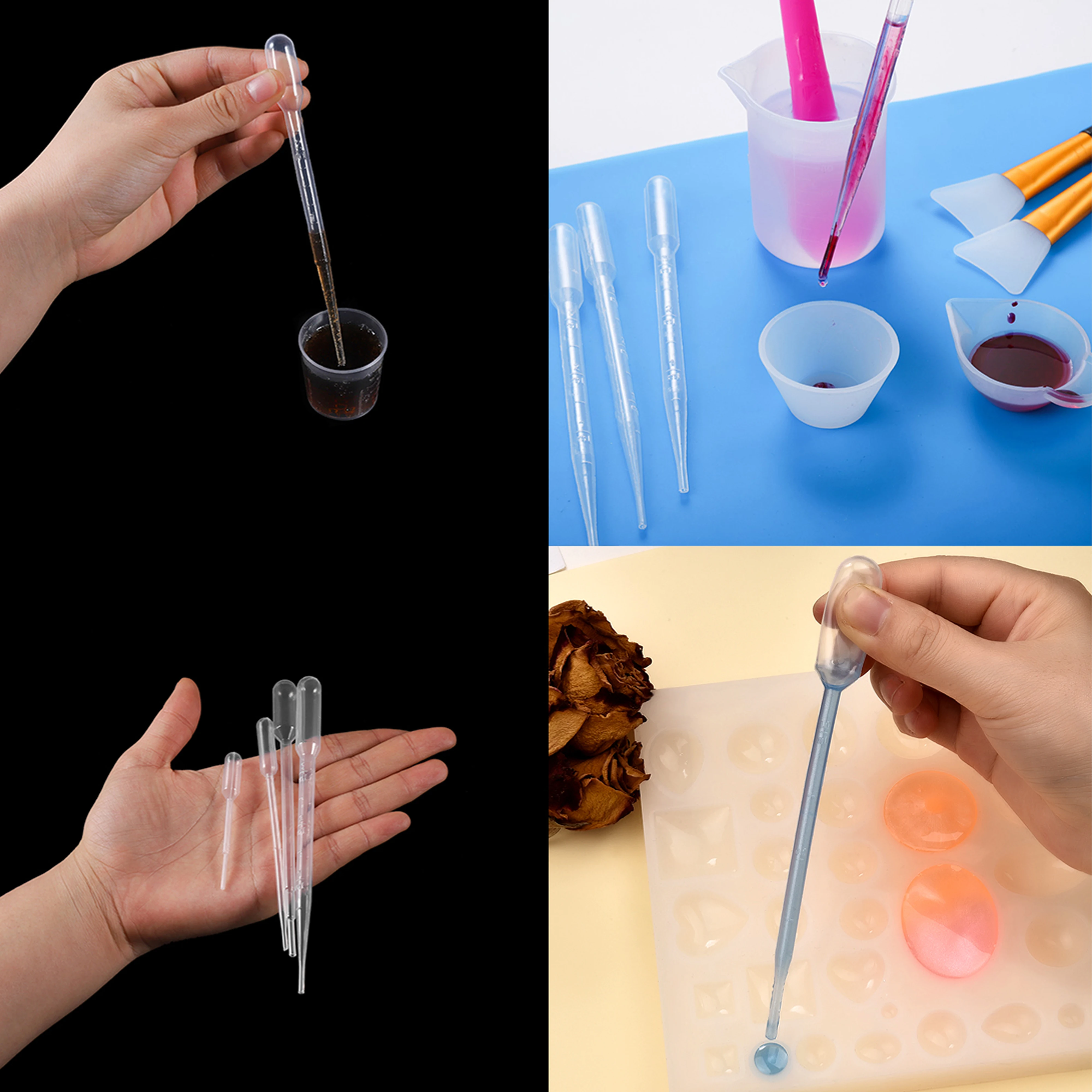 使い捨てプラスチックトランスファービット0.2/0.5/1/2/3ml,シリコンエポキシ樹脂,ジュエリー作り用