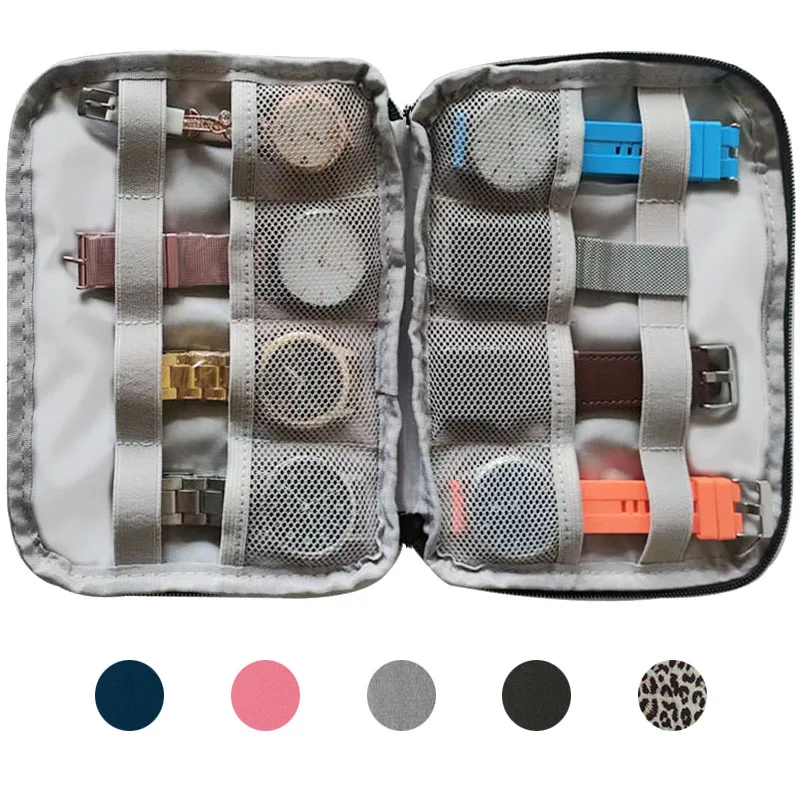 Caja portátil impermeable, soporte para reloj, organizador de almacenamiento para hombres y mujeres, cajas de reloj inteligente para Apple, caja de almacenamiento con correa de reloj, relojes