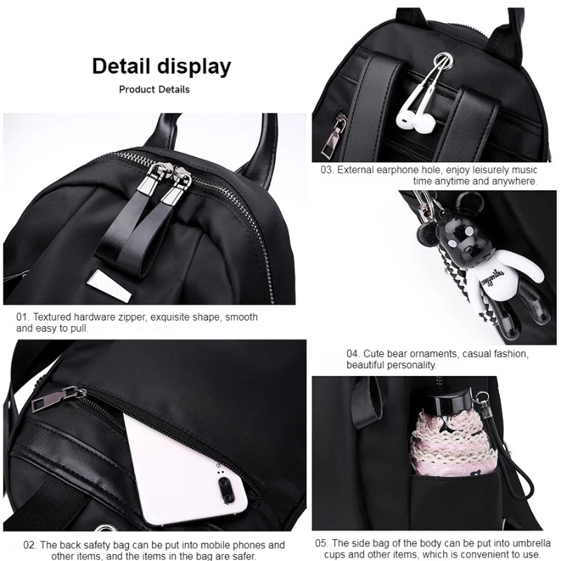 Mochila estilo callejero de moda para mujer - Mochila escolar de tela Oxford para adolescentes