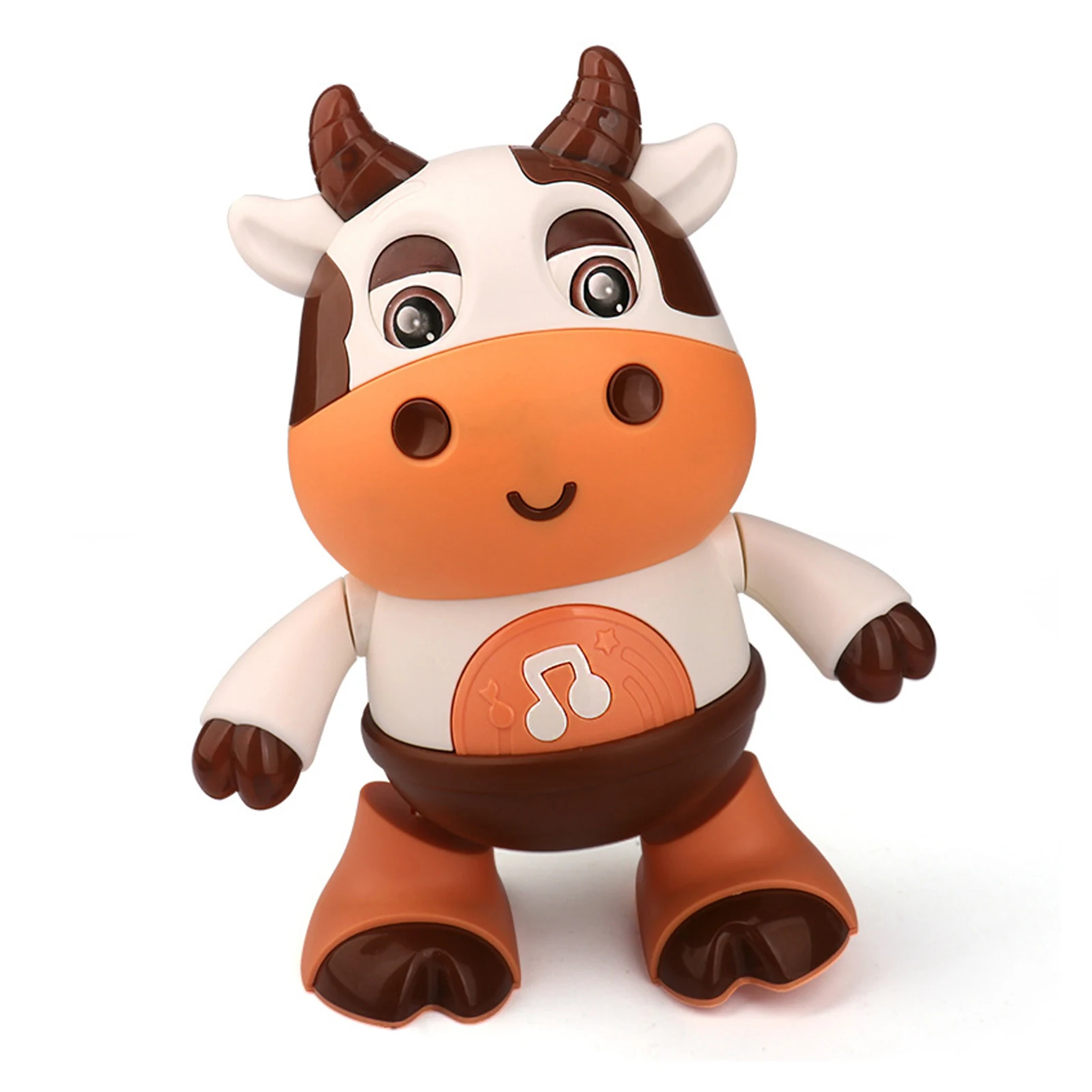 Robô elétrico de dança de vaca, brinquedo inteligente com rotação de 360 graus, música com luz, lembranças para festa e material escolar fou99
