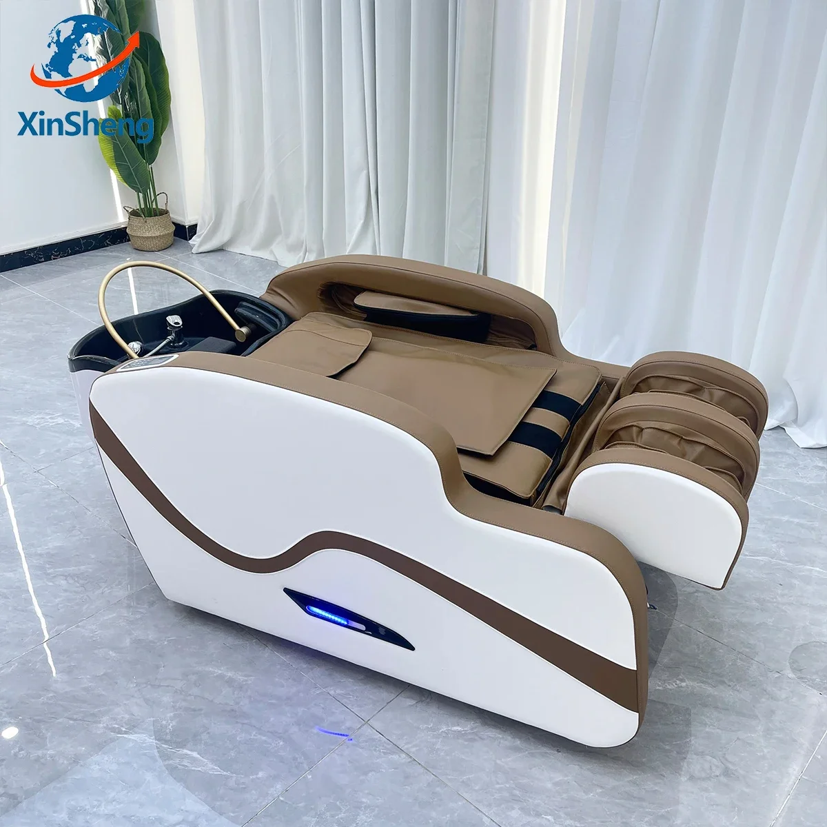 Xinsheng profissional cama de massagem elétrica cabeça spa salão mesa massagem lavagem cabelo fumigação camas barbeiro móveis inteligentes
