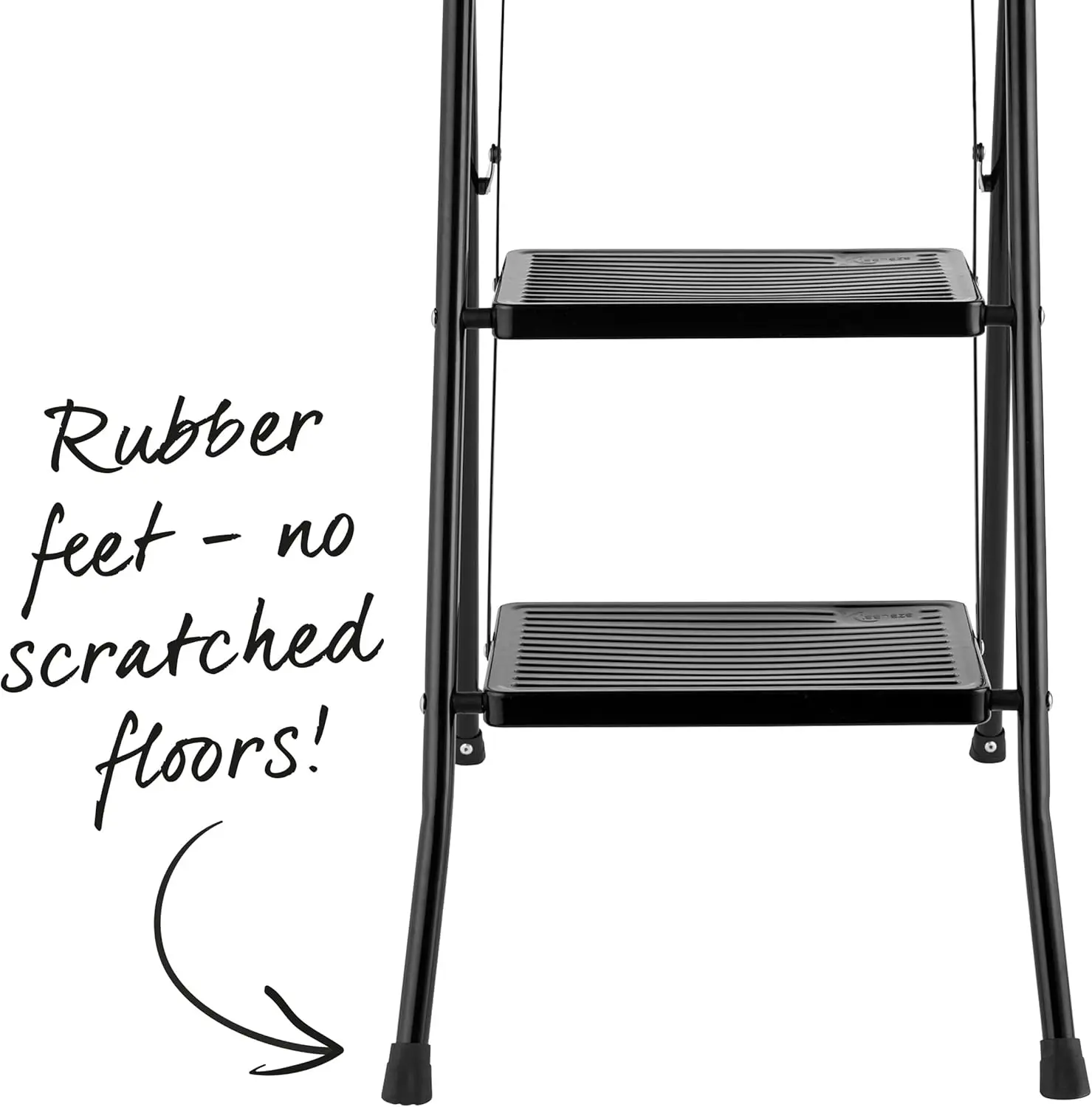 3-stufige Klappbare Stehleiter, R Nejfeste Trittstufen e Fühama, DIY Leiter mit Handlauf, Sicherheitsclip gegen unbeabsichtigte