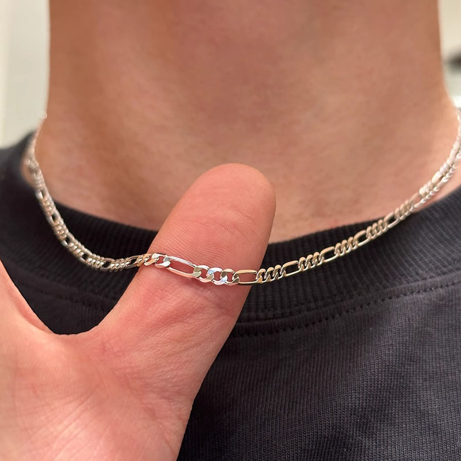 Nobre chegam novas 925 prata 4mm corrente para homens mulheres pulseira colar conjunto de jóias senhora presentes de natal encantos casamento