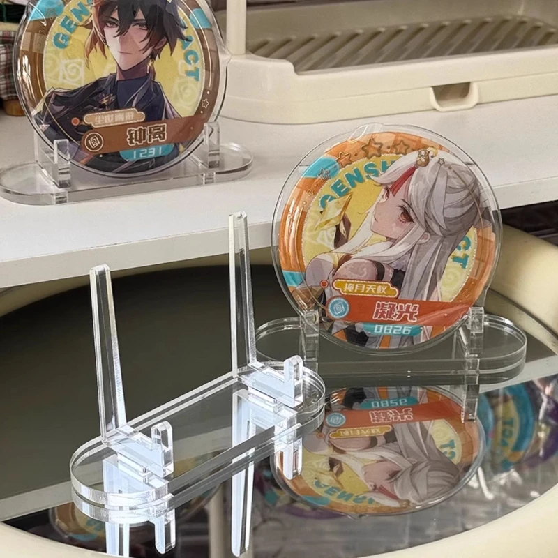Soporte de insignia acrílico transparente HD Simple, tarjeta de juego de Anime japonés, ladrillo, sesión fotográfica, soporte de exhibición para postales, decoración de escritorio, 1 ud.