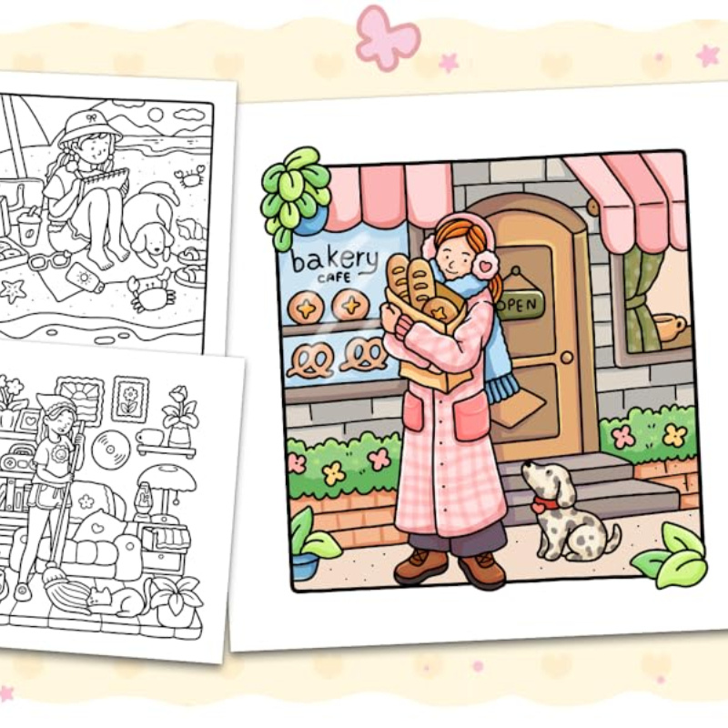 Girls' Alone Time - สมุดระบายสีสําหรับผู้ใหญ่และวัยรุ่น โดดเด่นด้วยกิจกรรมผ่อนคลายทุกวันที่น่ารักและสบาย ผ่อนคลาย