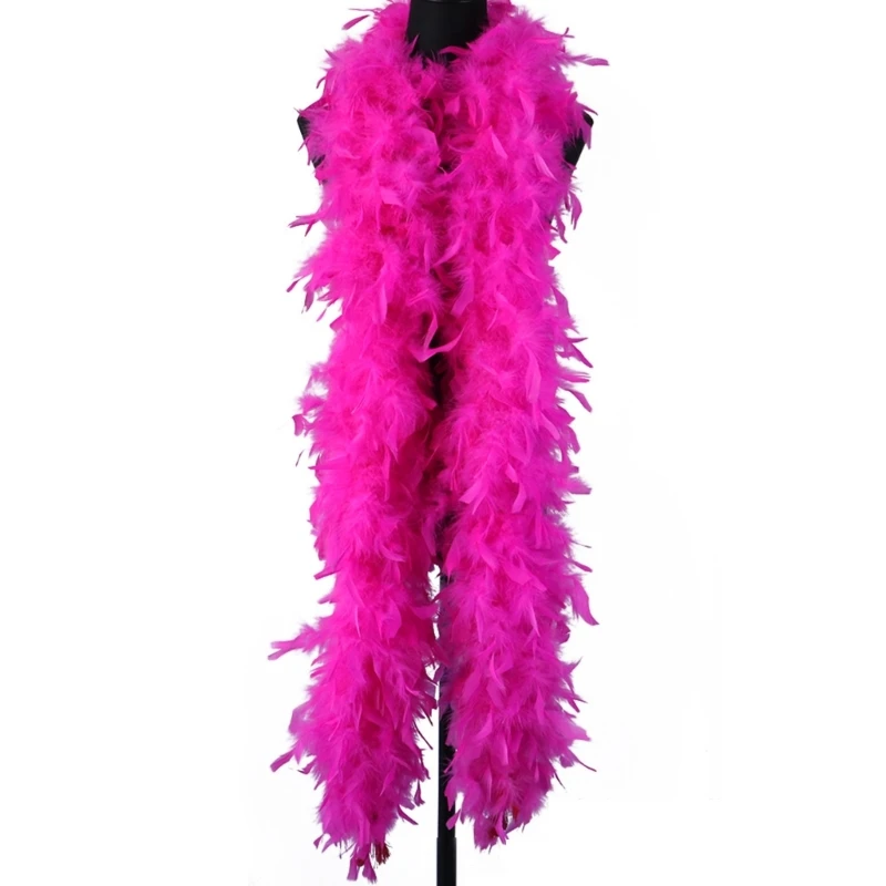 Boa de plumas de pavo de felpa de 2 metros, tira de adorno de plumas de piel teñida suave para bricolaje, envío directo