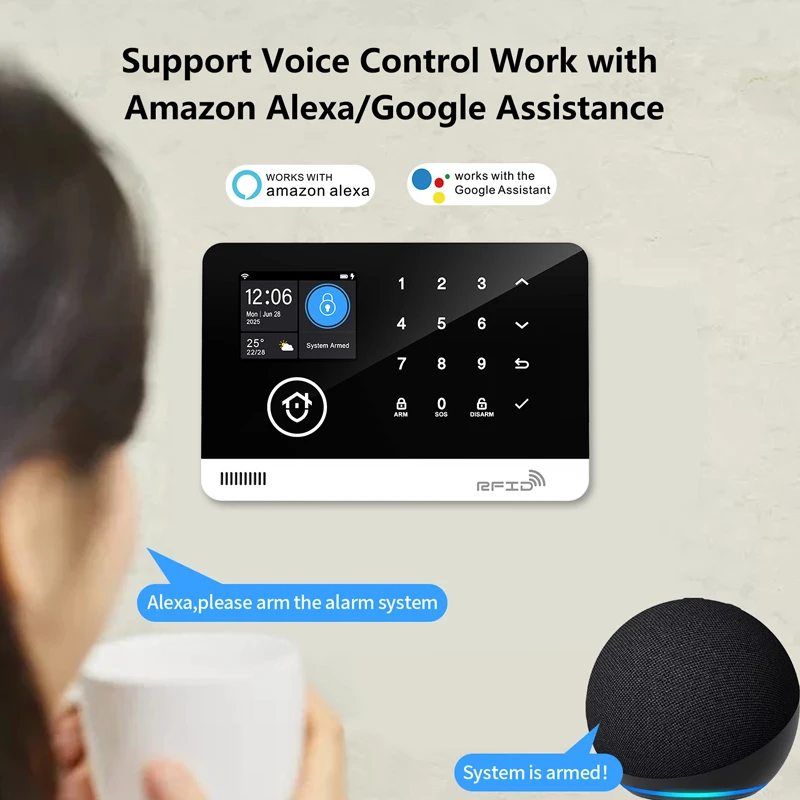Tuya Smart WiFi GSM Home Security Alarm System – Touch-Tastatur, RFID-APP-Steuerung, kabelloser Diebstahlschutz mit Lautstärke einstellbar