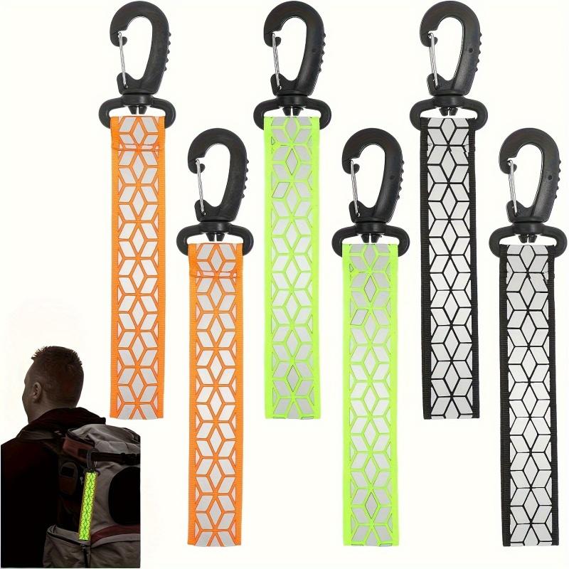 2/6Pcs Reflective Straps Pendant Keychain For Outdoor Camping Night Running Cycling Backpack Safety Lightweight Bright Keyrings