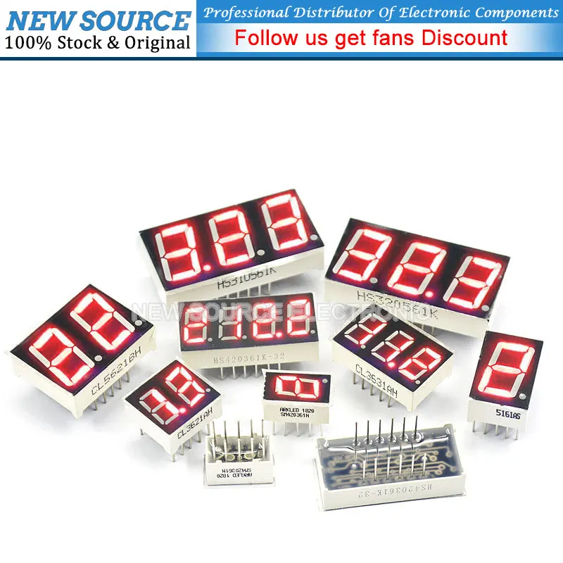 5 pz Display a cifre LED bianco da 0,28 pollici 0,36 pollici 0,56 pollici 3 bit 4 bit Anodo catodo Display a 7 segmenti Luce LED Tubo digitale