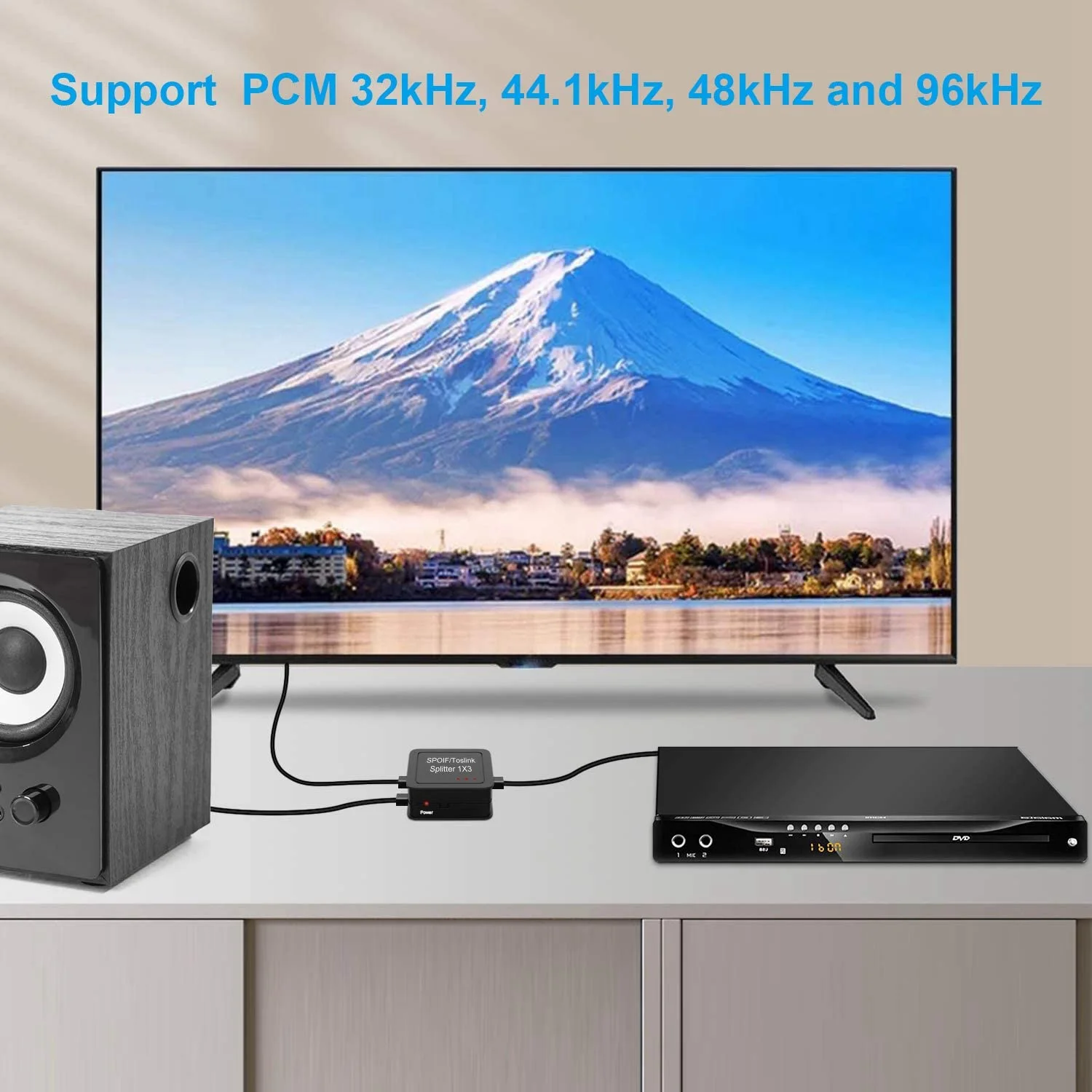 El más nuevo divisor de Audio óptico Digital 1X3, divisor de Audio de fibra óptica Digital SPDIF TOSLINK, 1 en 3 salidas, para DVD HDTV de rayos azules