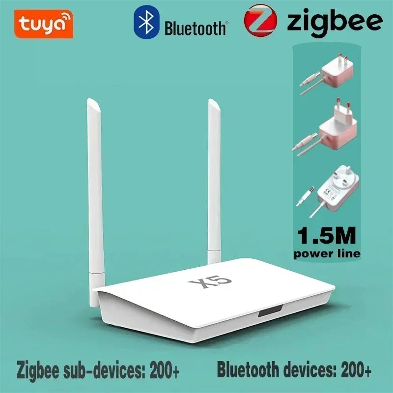 Smart Life Zigbee Gateway Hub X5, mejorado con acceso a 400 + dispositivos, trabajo en suelos interiores, Bluetooth 5.0, 2 en 1
