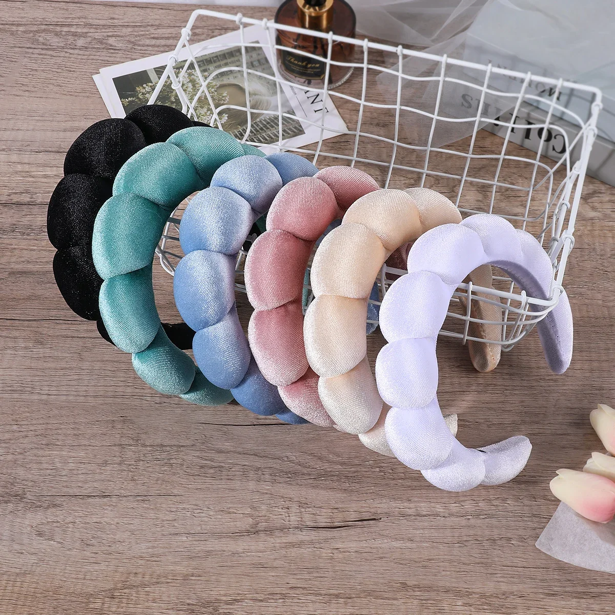 Fasce in spugna per donne Ragazze Fascia per capelli gonfia Trucco Bubble Terry Panno Co Spa Fascia per capelli retrò Accessori per capelli da donna Copricapo